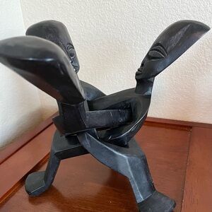 African 3 piece “Unity Statue” or "Unity Bowl Stand" Hand carved 9”